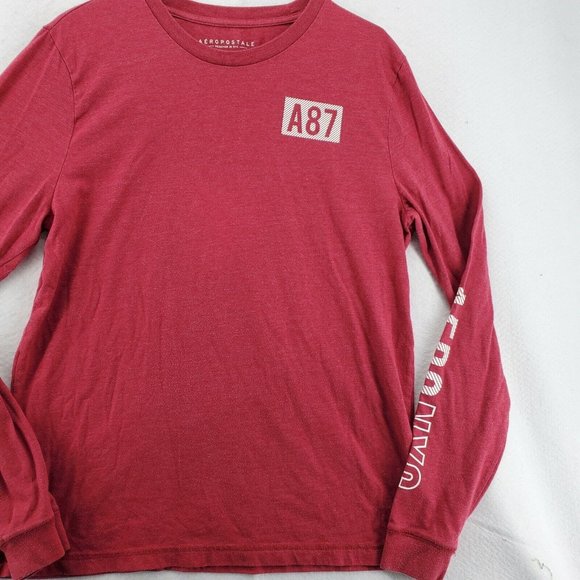 Aeropostale Shirt Men's Long Sleeve Crew Neck Pullover Tee Red Large - Picture 5 of 12